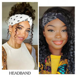 4PCS Headbands for Women Knotted Headband Elastic Head Bands Women's Hair Band Non-Slip Turban Printed Stylish Sport Sweat Hair Wrap for Girls Cute Hair Accessories
