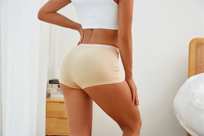 3Pcs Women's Panties Cotton Seamless Sports Boxers Underwear Female Solid Color Briefs Lingerie Intimate Underpant Finetoo S-XXL