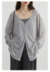 CHIC VEN Women's Cardigan New V-neck Long Sleeved Female Shirt Female Jumpers Sun Protection Woman Top Spring Summer 2026