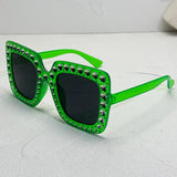 Diamond Oversized Sunglasses Big Square Frame Sunglasses UV400 Crystal Eyewear Retro Rhinestone Frames Eyeglasses