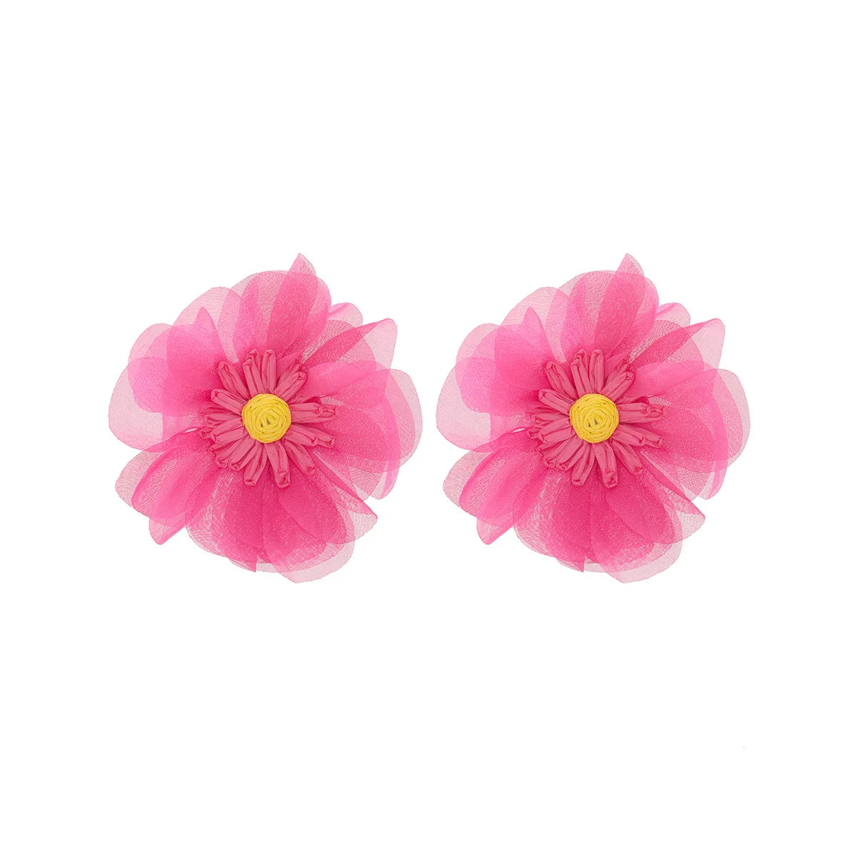 Chiffon flower multi-layer earrings, summer beach vacation style exaggerated earrings design, light luxury, niche