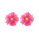 Chiffon flower multi-layer earrings, summer beach vacation style exaggerated earrings design, light luxury, niche