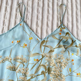Elegant Floral Print Cami Tops Ruffle Hem Shorts Pajama Set  Women's Sleepwear Loungewear