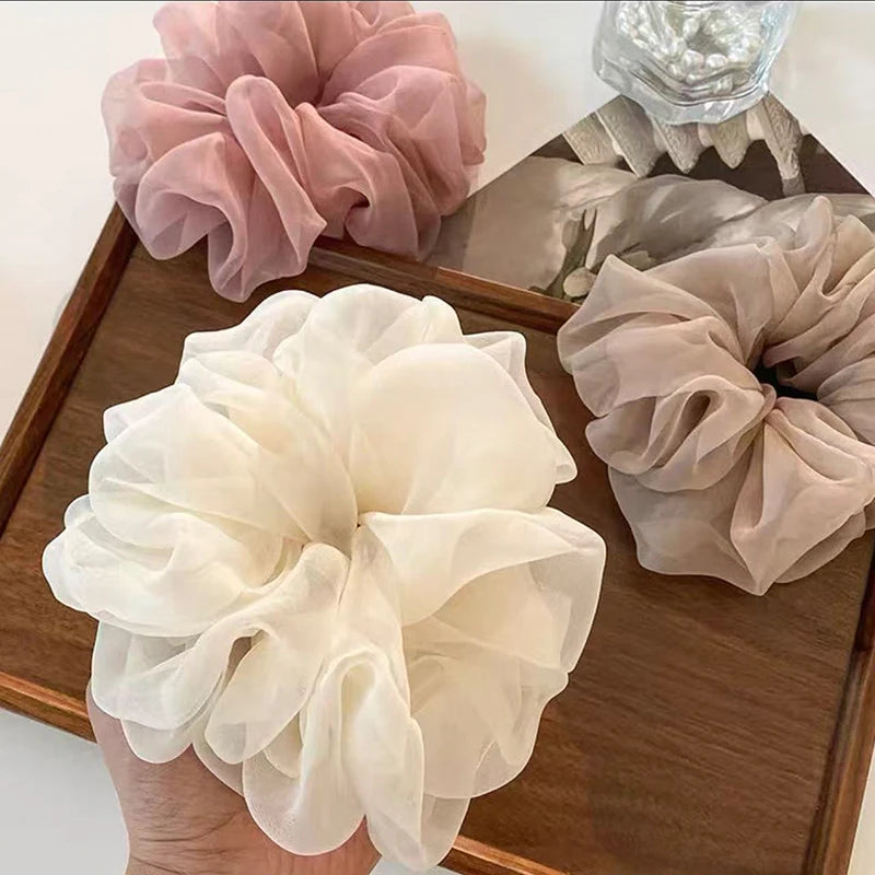 Large Mesh Hair Rope for Women Simple and Fashiona  Does Not Hurt The Hair Hair Rope Cute Girl High Ponytail Scrunchie
