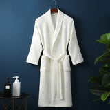 Cotton Terry Robe for Spring and Summer Thin Morning Robe Long Sleeve Waffle Bathrobe Hotel Beauty Bath Towel for Couples