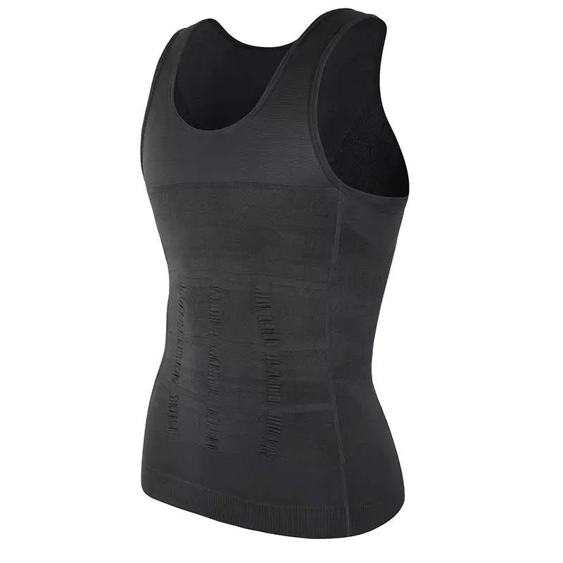 Men Slimming Body Shaper Abdomen Reducer Underwear Tank Top Sleevelss Wide Strap Shapewear Fitness Posture Correct Belly Abdominal Fat Reducer Vest Breathable Soft Waist Trainer S-3XL