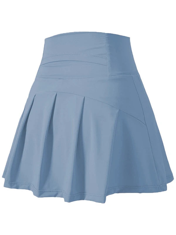 Women's High Waisted Cooling Ice Silk Skort - Quick-Dry, Anti-Exposure, Side Pockets, UV Protection for Yoga Running Fitness
