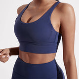 Solid Color Women Cross back Fitness sport Bra High strength Tight Top Comprehensive Training Gym Yoga Underwear With Chest Pad