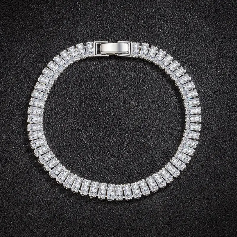 luxury designer Silver Color fine Crystal Bracelet For Women fashion Jewelry Engagement Wedding Glamour 18CM