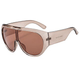 INS Popular Oversized Pilot Sunglasses Women Fashion Luxury Big Frame One Piece Gradient Sunglasses Retro Classic Thick Shades