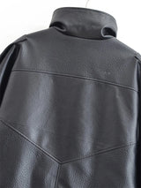 Women's Jacket 2026 Autunm  New Black Long Sleeve Pebble Faux Leather Jacket Motorcycle Style Personality Fashion