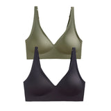 2Pcs/Set Seamless Bras For Women Wireless Underwear Push Up Bralette Soft Padded Deep V Sexy Lingerie Sleepwear Intimates S-3XL