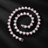 Yupsk 45CM/20CM Shiny Heart Rhinestone Hip Hop Rock Tennis Chain Bracelet Necklace for Women Men Trendy Jewelry Set Gift