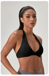 YOGA Naked Feeling Strappy Padded Sports Bras for Women - Fitness Workout Top Criss Cross Back Yoga sports Bras No steel ring