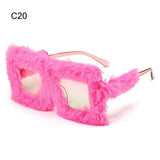 Y2K Oversized Plush Sunglasses Style Soft Fluffy Winter Shades Party Christmas Halloween Cosplay Novelty Glasses for Women