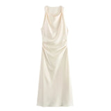 Satin Long Dresses for Women 2026 Summer Slip Midi Dress Woman Sexy Evening Party Dress Sleeveless Female Elegant Dresses