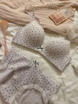 Teenage Sexy Lace Floral Bra Set Comfortable Non-steel Ring Beauty Back Small Breasts Gathered up Support Anti-Sagging Bra Set