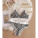 1/3/8Pcs Seamless Bra Set Low Waist Panties Leopard Bralette Sexy Lingerie Set Vneck Sport Brassiere Female Cotton Underwear Set