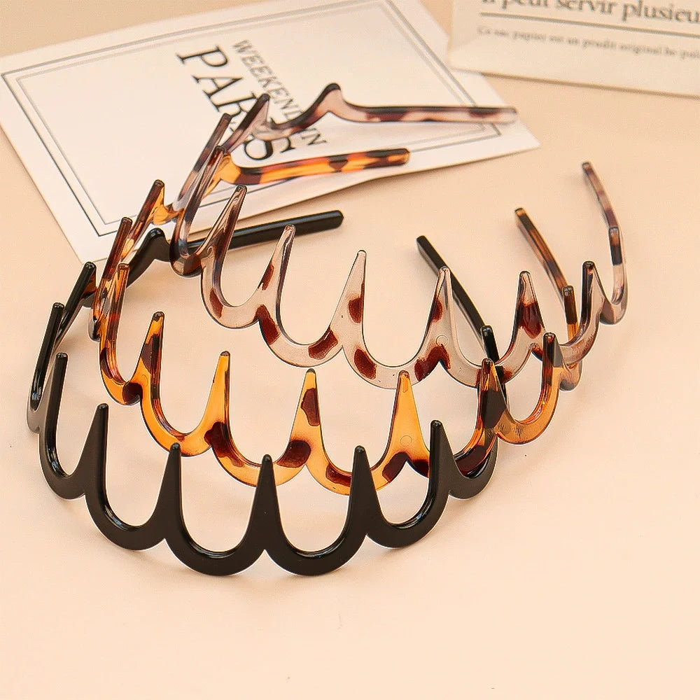 Korean Women Hair Comb Non-Slip Headband Plastic U Shape Hair Hoops Fixed Teeth Fluffy Top Hair Bands Headwear Hair Accessories