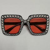 Diamond Oversized Sunglasses Big Square Frame Sunglasses UV400 Crystal Eyewear Retro Rhinestone Frames Eyeglasses