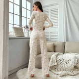 Sleepwear Women Floral Print Lettuce Trim Top with Long Pant Lovely Loungewear Full Sleeve Nightwear Spring Autumn Pajamas Set