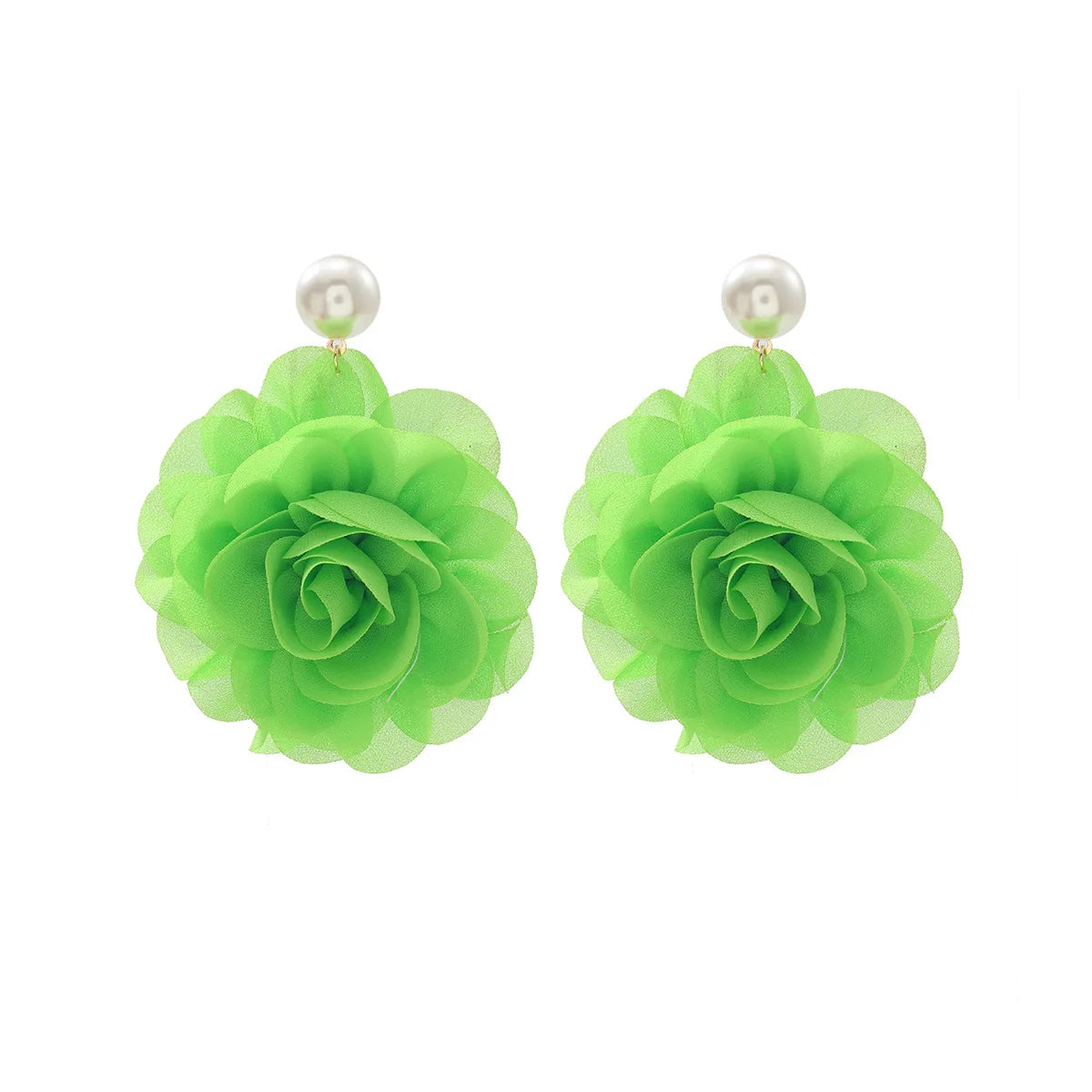 Chiffon flower multi-layer earrings, summer beach vacation style exaggerated earrings design, light luxury, niche