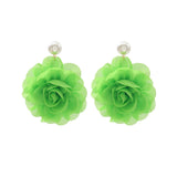 Chiffon flower multi-layer earrings, summer beach vacation style exaggerated earrings design, light luxury, niche