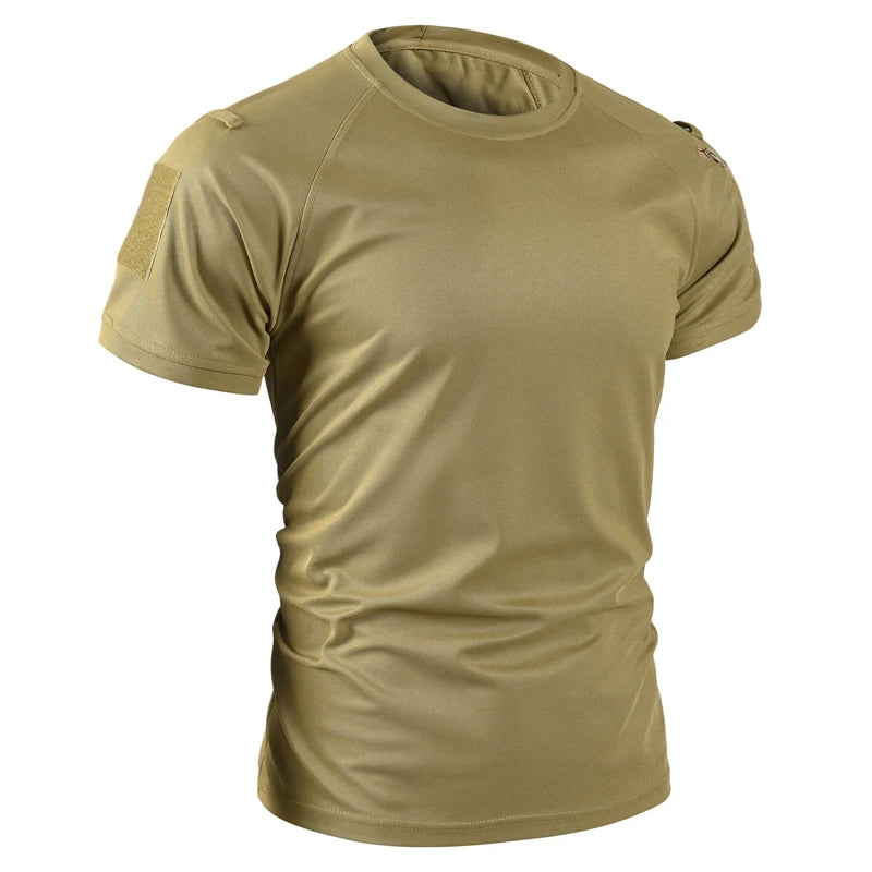 Men Summer Quick Dry Breathable Elastic Military Tactical Shirts Pullerover Hiking Camping Tops Climbing Tees Sports Gym T-shirt