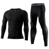 2PCS Men's Compression Sportswear Set Long Sleeve Top Pants Gym Workout Fitness Running Jogging Yoga Training Clothing Suit