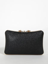 1PC Gold Glitter Clutch Box with Rhinestone Decor Cut-out Flower Flap Lock Closure Elegant Textured Frame Purse for Dinner
