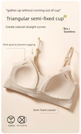 Women's bra, seamless underwear, large breasts, small breasts, gathering, thin semi-fixed cup, beautiful back bra, sexy