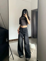 High-Waisted Slimming Jeans for Women Loose-Fit Straight-Leg Bell Bottoms Plus-Size Denim Trousers Pear-Shaped Body Type