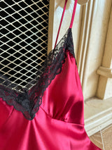 Women's Sexy Fashion V-Neck Sleep Dress Lace Trim Crisscross Back Nightgown Loungewear