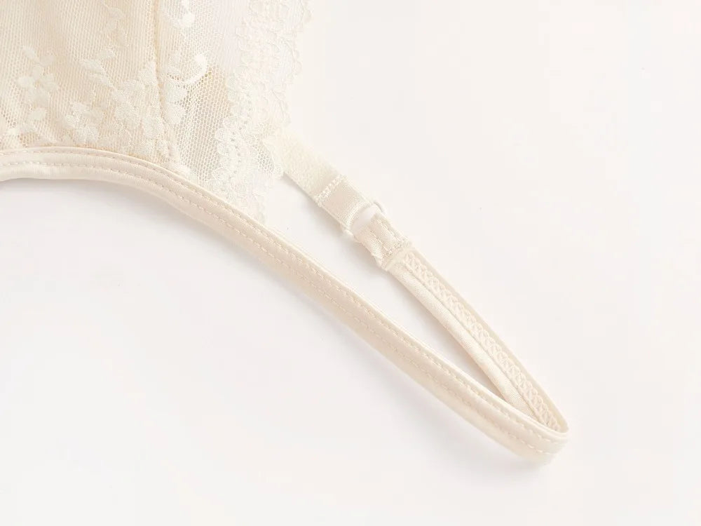 Summer Sexy Lace Embroidery Women Lingerie Set French Thin Cup Push Up Bra Comfort Breathable Underwear Ladies Bra Briefs Set