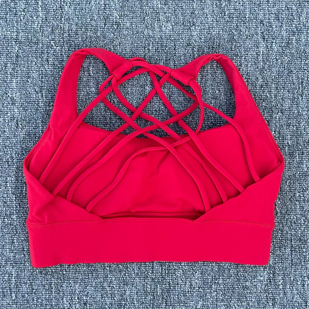 New Fitness Sports Bra for Women Push Up Cross Back Shockproof Running Gym Training Workout Yoga Underwear Crop Tops
