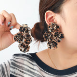 Chiffon flower multi-layer earrings, summer beach vacation style exaggerated earrings design, light luxury, niche