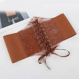 Fashion Women Waist Corset Flower Embroidery Elastic Waistband Black White Red Pink Wide Lace Slimming Body Belts Cummerbunds
