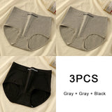 3PCS/set Color Panties Cotton Women Comfortable High-waist Underwear Soft Lingerie Breathable Female Panty Fitness Sports Briefs