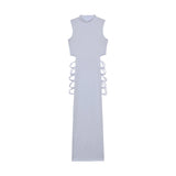 Criss Cross Cut Out Dress, Sexy Bodycon Mock Neck Sleeveless Dress, Women's Clothing