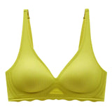 Seamless Women's Bra Small Chest Big Hollow Design Underwear Support Non-removable Semi-fixed Cup One Piece Striped Thin Bra