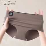Falllsweet 4Pcs/Set Seamless Silk Briefs For Women Mulberry Silk Panties Comfortable Underpants Soft Lightweight Underwear M-2XL