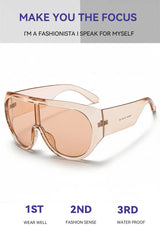 INS Popular Oversized Pilot Sunglasses Women Fashion Luxury Big Frame One Piece Gradient Sunglasses Retro Classic Thick Shades