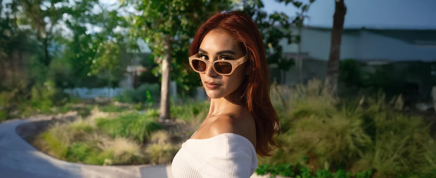 ZENOTTIC Cat Eye Narrow Retro Sunglasses for Women Polarized UV400 Sun Glasses for Small Face Trendy Shades
