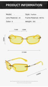 Rimless Y2K Style Sunglasses Rectangle Fashion Popular Women Men Shades Square Sun Glasses for Female Male Glasses Metal Frame