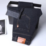 Men Fashion Straight Jeans Men 2026 New Stretch Slim Fit Pants Comfortable Soft Business Denim Trousers Male Brand Clothing
