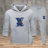 New Men's Printed Hooded Sweatshirt Set Soft Fabric Casual Streetwear Fitness Jogging Sportswear 2-Piece Outfit Comfortable