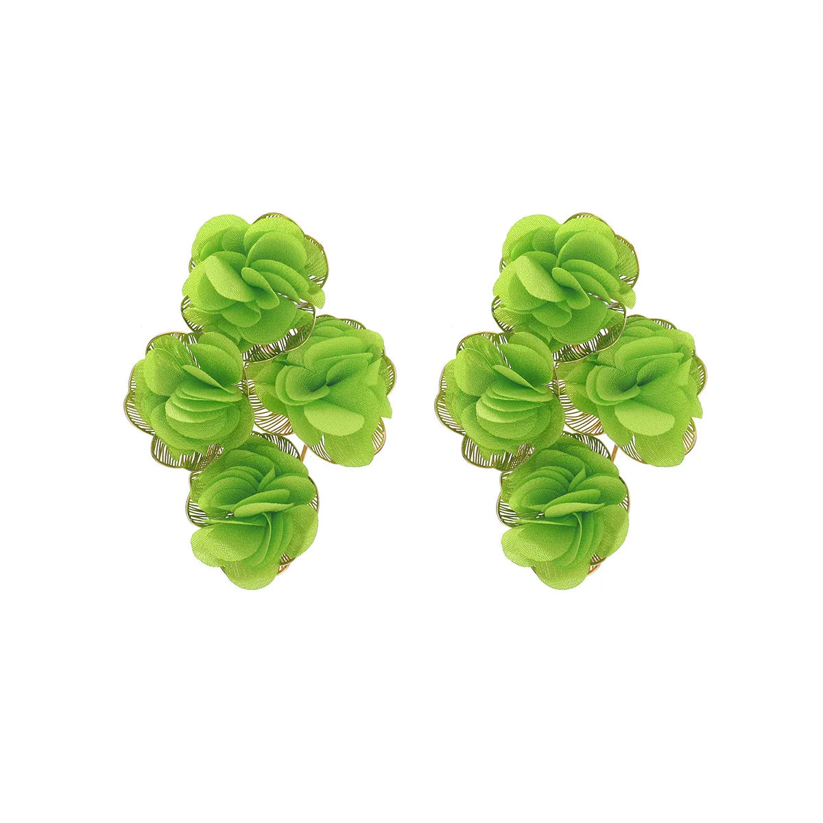 Chiffon flower multi-layer earrings, summer beach vacation style exaggerated earrings design, light luxury, niche