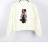 Crochet Bear Knit Sweater Pullover Women Jacquard Knitwear 2026 Autumn Winter Tops Coat Luxury Designer Brand Women Clothin