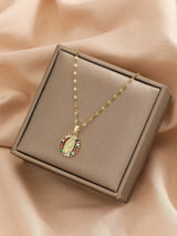 European and American Fashion and Gorgeous Women's All Sky Star Micro Inlaid Colorful Zircon Virgin Mary Hollow Necklace