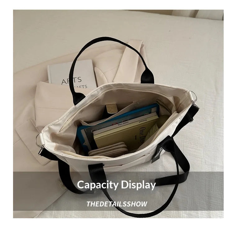Trending Women Waterproof Nylon Tote Bag Large Capacity Lightweight Crossbody Bag for Student Work Travel Gym